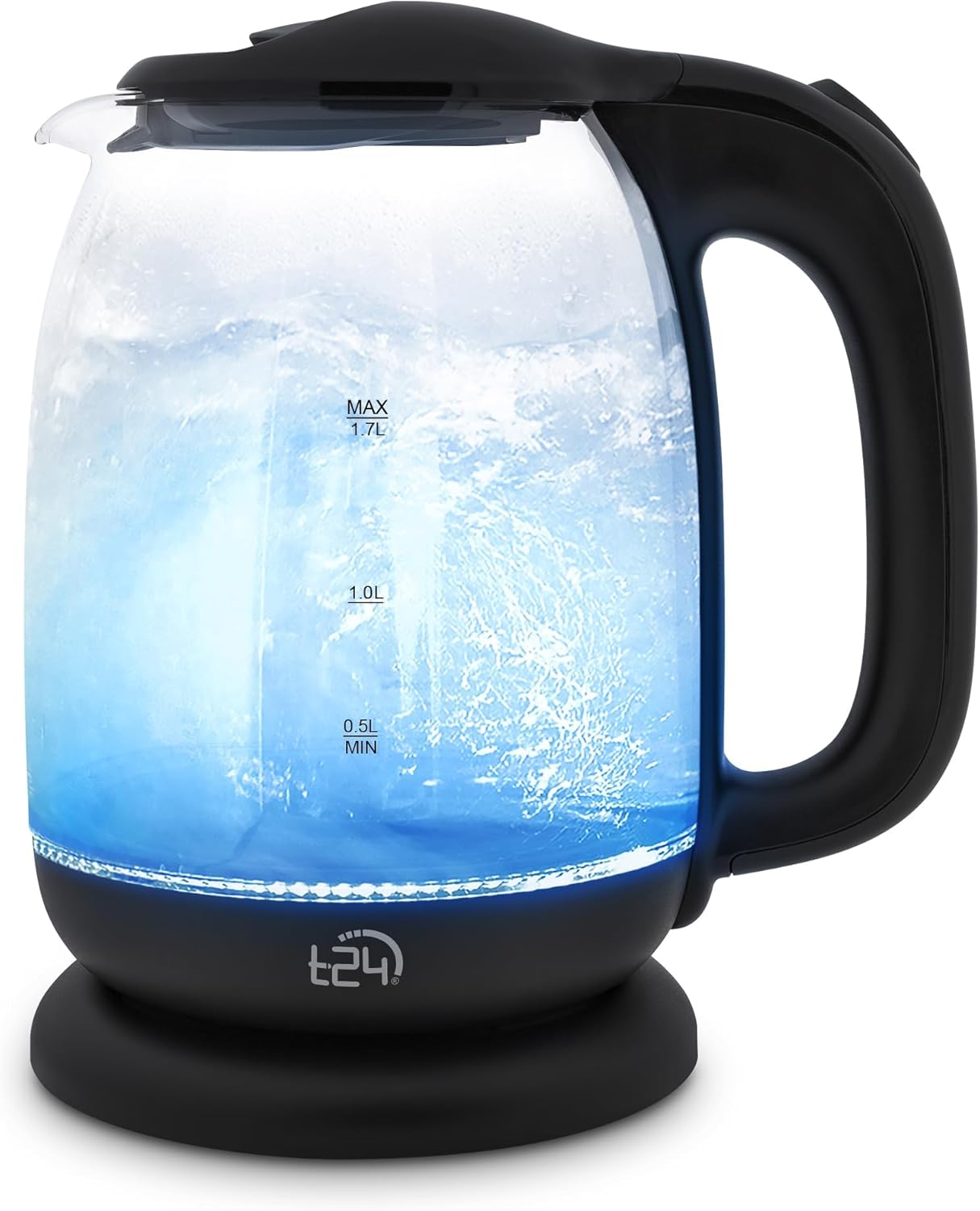 T24 Borosilikatglas Wasserkocher | 1,7 Liter | mit LED | 2200 Watt