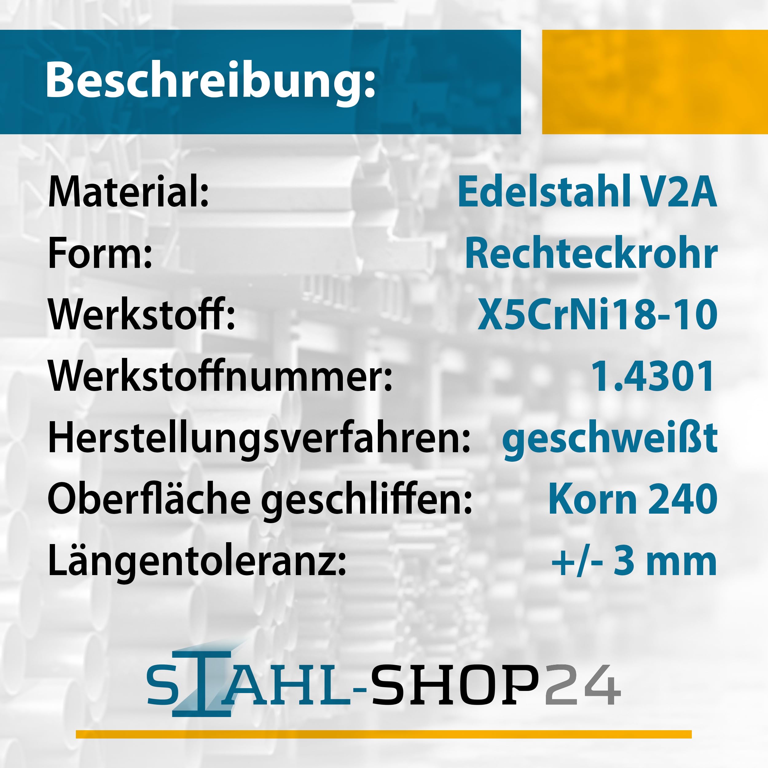 Stahl-Shop24 - Edelstahl Rechteckrohr V2A Hohlprofil geschweißt Geschliffen Konstruktionsrohr Vierkantrohr für Konstruktionen Werkstoff 1.4301, Länge:2000 mm, Abmessung:40 x 10 x 1.5 mm