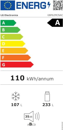 LG GBP62MCNAC, Klasse A, 384 L, Kühl-/ Gefrierkombination, Total No Frost, Kühlschrank mit Gefrierfach, DoorCooling+, Niedriger Geräuschpegel, 59,5 x 67,5 x 203 cm ꟷ Matte Black [Energieklasse A]