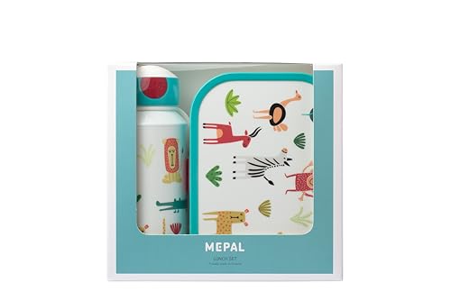 Mepal - Lunch-Set Campus - Lunch-Set für Kinder mit Pop-up Trinkflasche & Lunch Box - Lunch-Set für die Schule oder unterwegs - Spülmaschinenfest & BPA-frei - 400 ml + 750 ml - Animal Planet Tiger