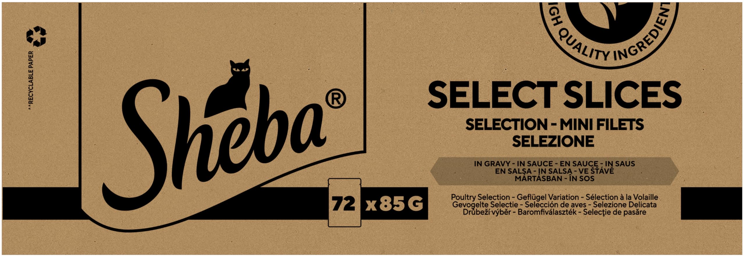 Sheba Katzennassfutter Selection in Sauce, 72 Portionsbeutel, 72x85g (1 Großpackung) – Katzenfutter nass, Geflügel Variation mit Ente, Huhn, Geflügel und Truthahn