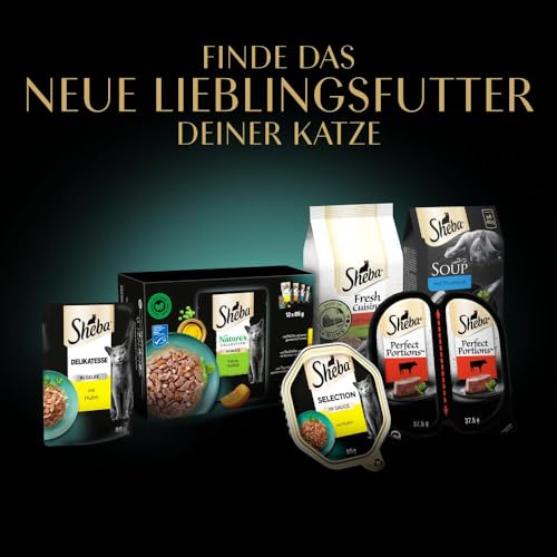 Sheba Katzennassfutter Selection in Sauce, 72 Portionsbeutel, 72x85g (1 Großpackung) – Katzenfutter nass, Geflügel Variation mit Ente, Huhn, Geflügel und Truthahn