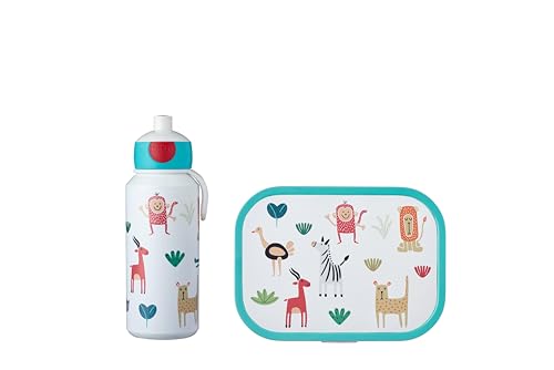 Mepal - Lunch-Set Campus - Lunch-Set für Kinder mit Pop-up Trinkflasche & Lunch Box - Lunch-Set für die Schule oder unterwegs - Spülmaschinenfest & BPA-frei - 400 ml + 750 ml - Animal Planet Tiger