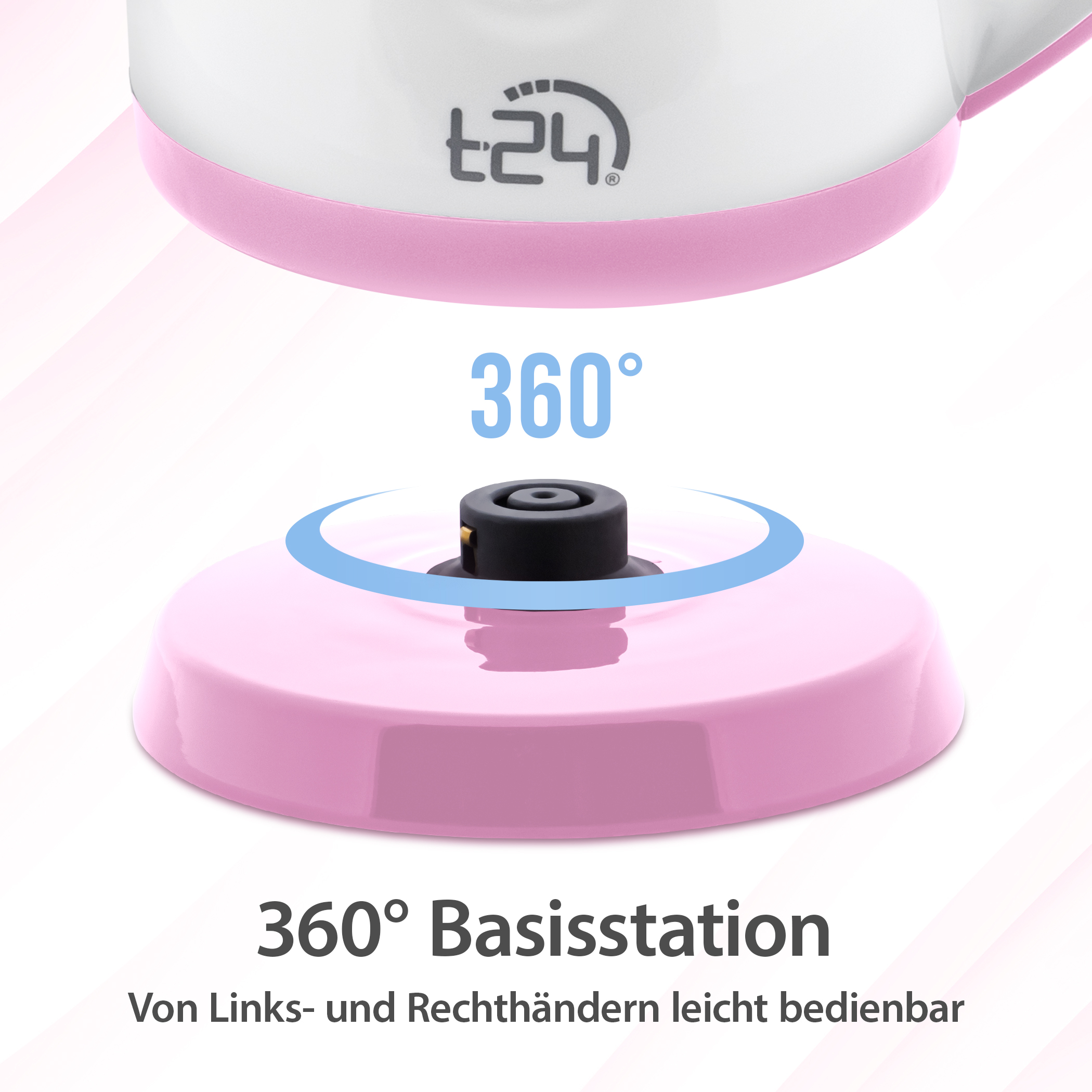 T24 Wasserkocher klein Pink 0,8L, 1100W, Reisewasserkocher Camping