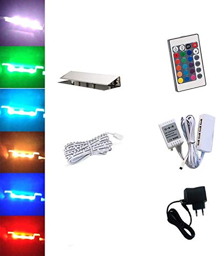 ACCE LED RGB Glaskantenbeleuchtung Glasbodenbeleuchtung Vitrinenbeleuchtung Clip Glas höchste Qualität Spiegel Edelstahl (1er)