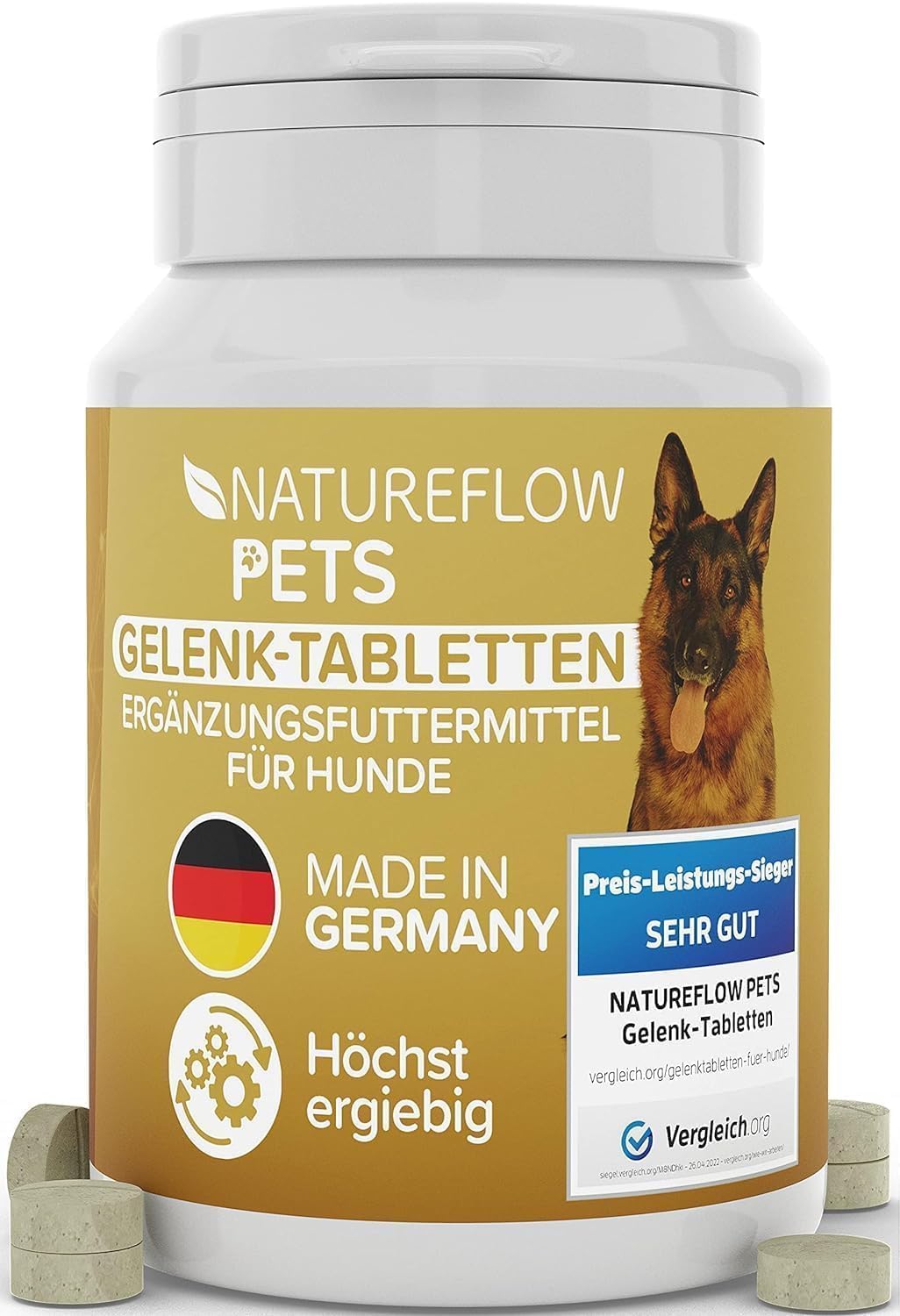 Gelenktabletten Hunde – Test SEHR GUT Made in Germany mit Grünlippmuschel, MSM und Teufelskralle - Keine Kapseln, hohe Akzeptanz Gelenktabletten Hund - 100 Stück