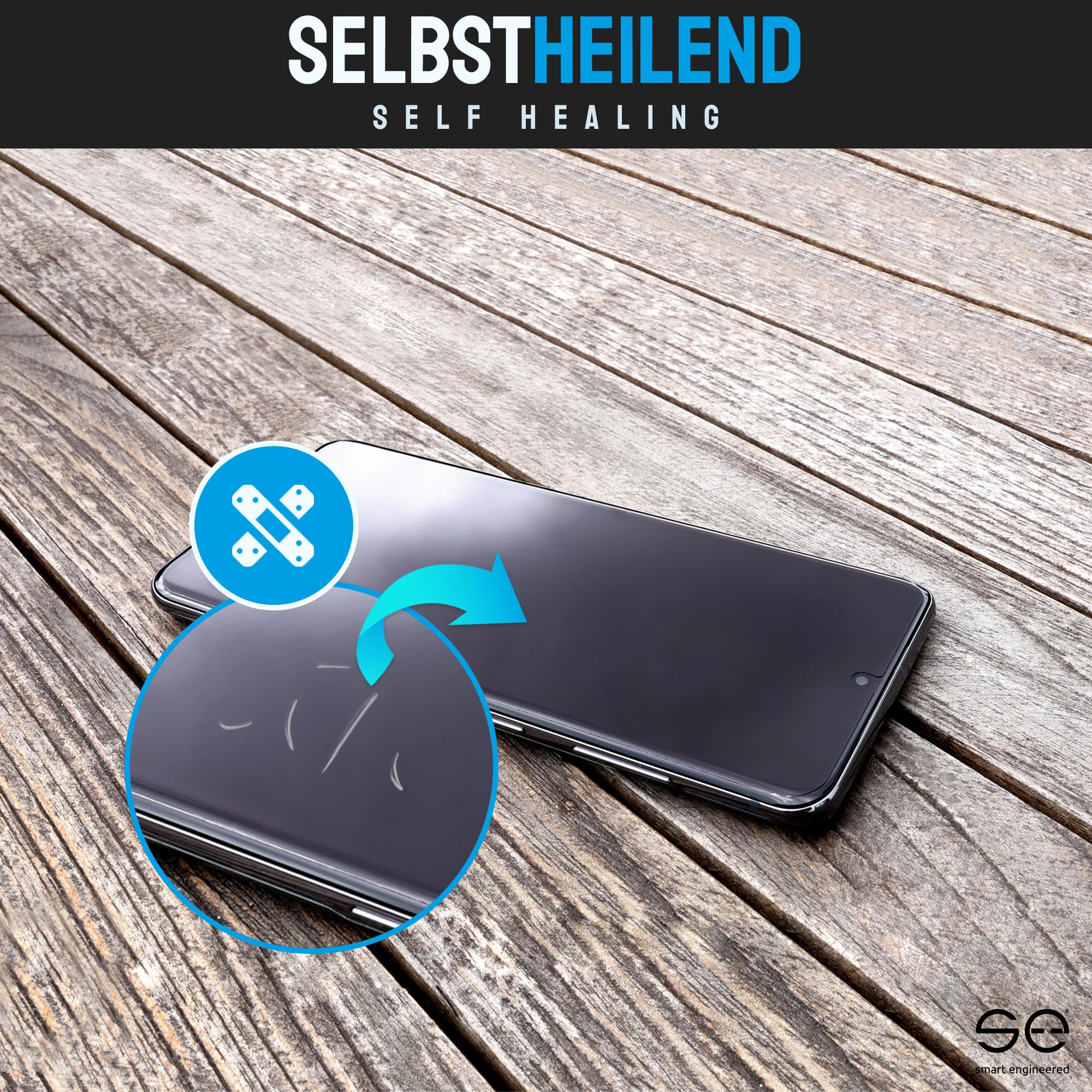 2x se® 3D SCHUTZFOLIE Transparent für Samsung Galaxy S21 Ultra,Selbstheilend, 100% Fingerabdruck & FaceID kompatibel, einfache blasenfreie Installation, Ultra-Klar, Stoß-Kratzfest, aus Deutschland