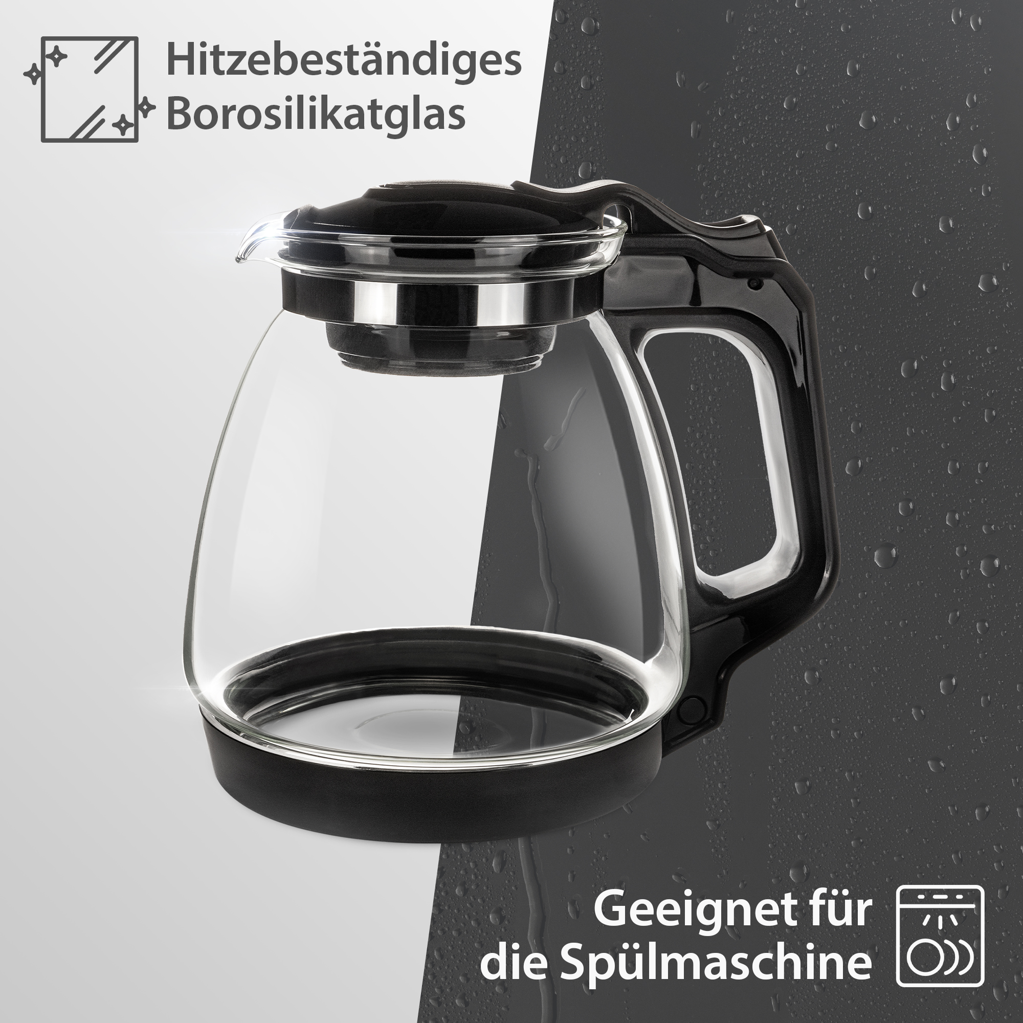 T24 Glas Teekanne Mit Edelstahl Teesieb & Überhitzungsschutz, 1700 Ml