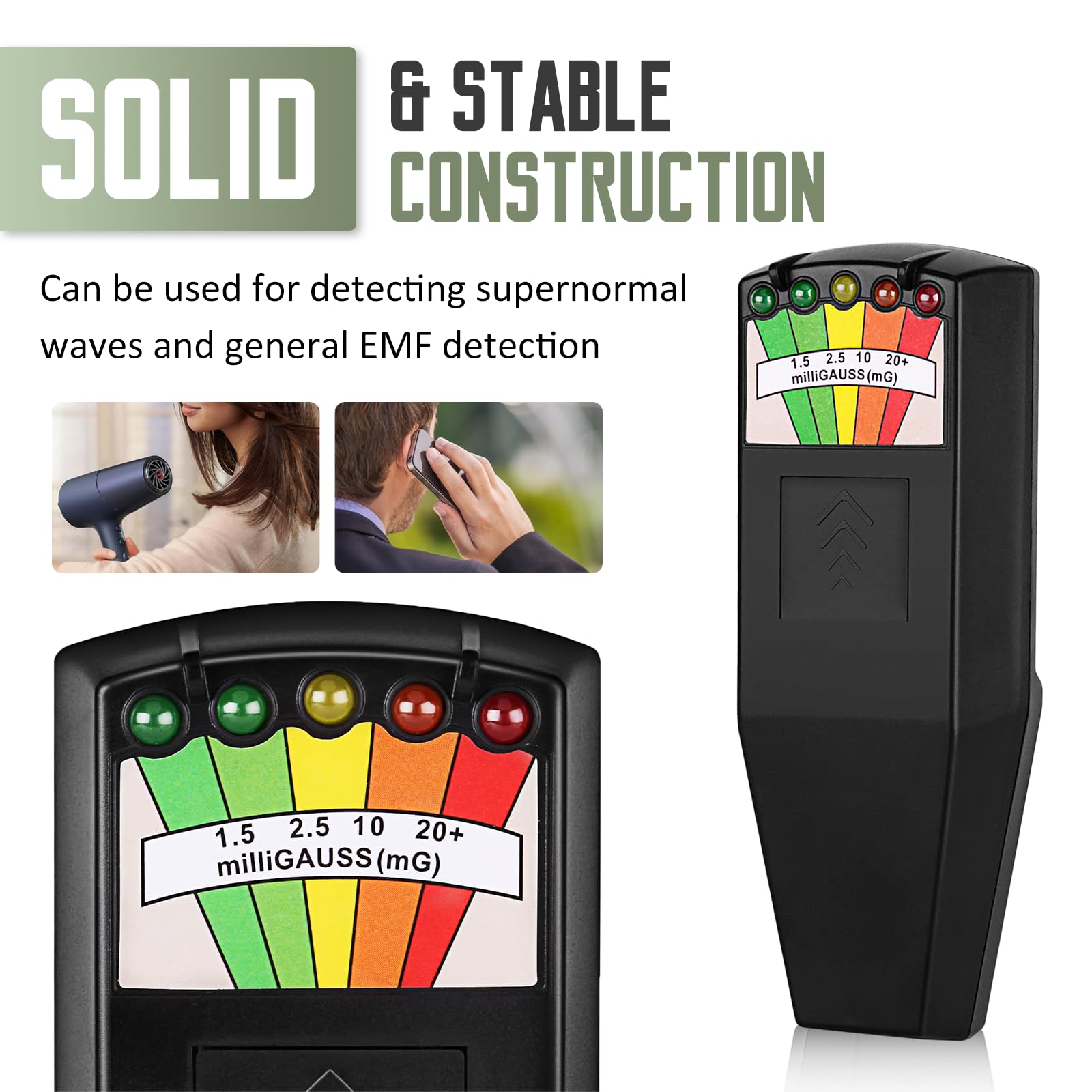 K2 EMF Meter Magnetfeld, Strahlungsdetektor Tragbarer, 5 LED Ghost Hunting Detektor, K2 EMF Messgerät Paranormal Equipment Tester 50Hz-20.000Hz