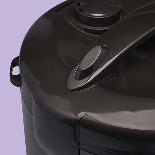 REISHUNGER Reiskocher & Dampfgarer mit Keramikbeschichtung - 1,2L, Schwarz - Für 1-6 Personen - Schnelle Zubereitung ohne Anbrennen - Mit Warmhaltefunktion inkl. Dämpfeinsatz, Löffel & Messbecher