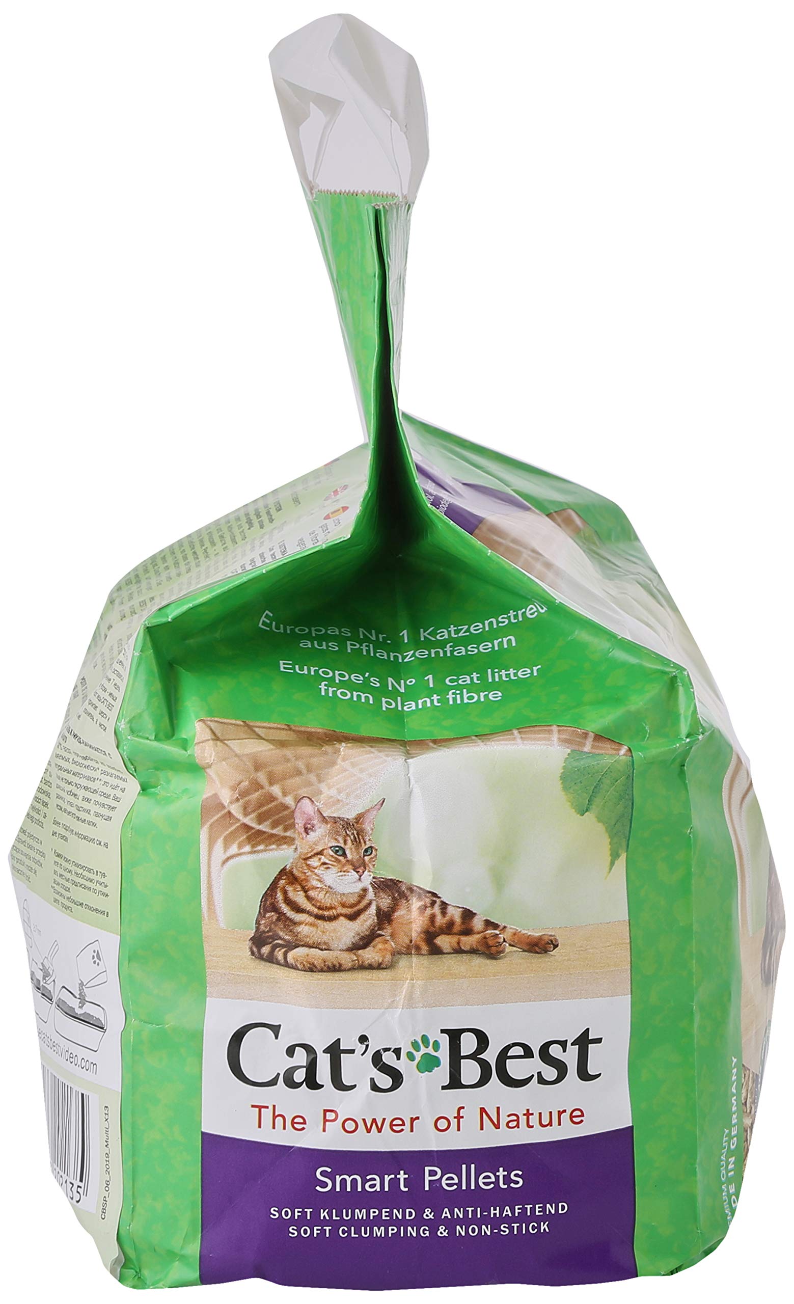 Cat's Best Smart Pellets, 100 % pflanzliche Katzenstreu, innovative Klumpstreu für Katzen aus antihaftenden Aktiv-Holzfasern – stoppt das Heraustragen, 2,5 kg/ 5 l